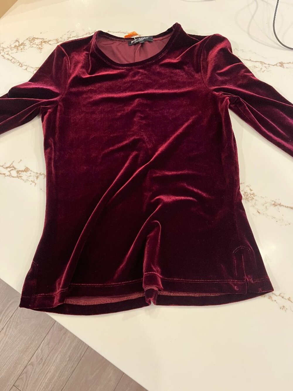 Vintage Betsey Johnson stretch Velvet Long-Sleeve Top, Size Medium